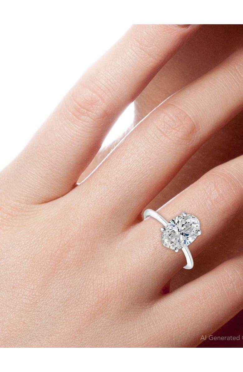 Bliss Diamond Certified 2Ct Oval Diamond Solitaire Thin Engagement Ring Gold Lab Grown, Alternate, color, 14K White Gold