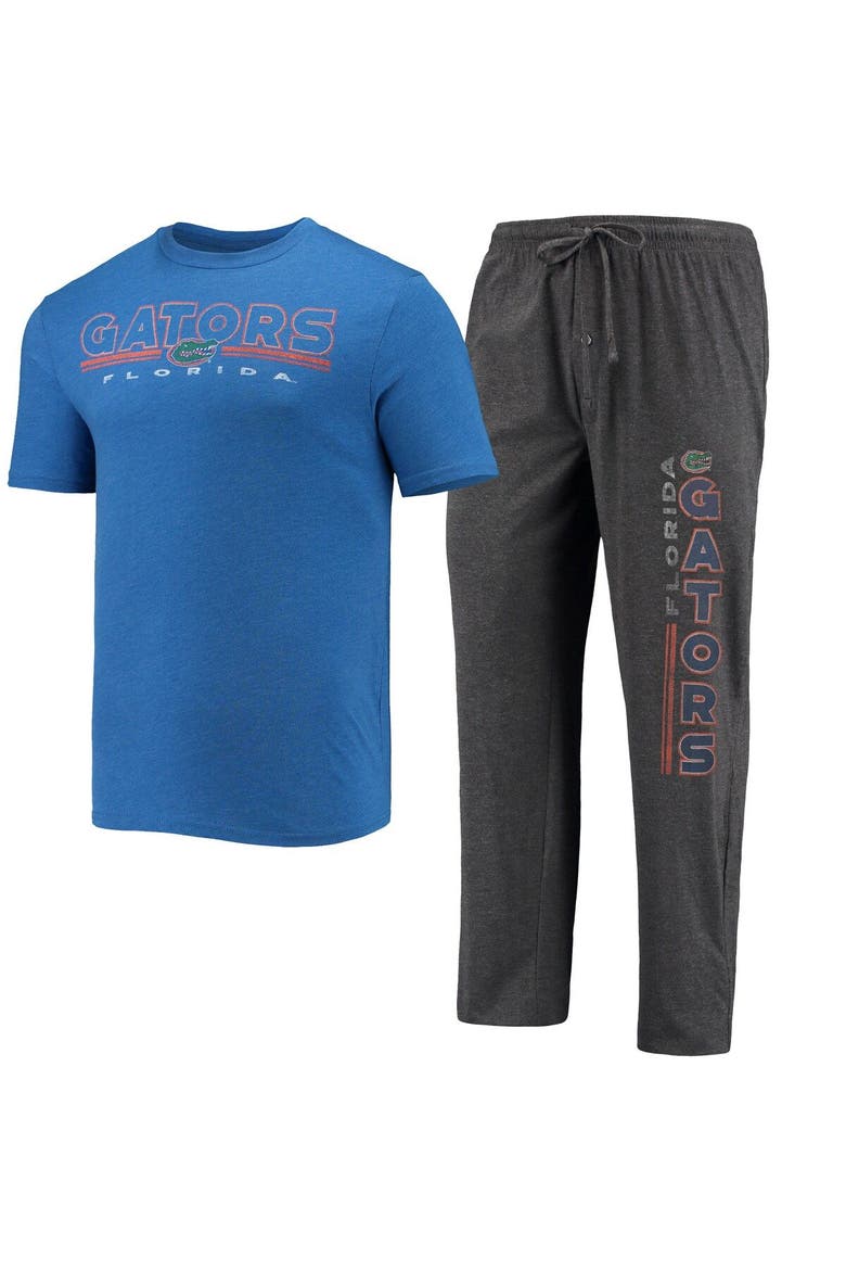 Men's Concepts Sport Heathered Charcoal/Royal Florida Gators Meter T-Shirt & Pants Sleep Set, Main, color, Heather Charcoal
