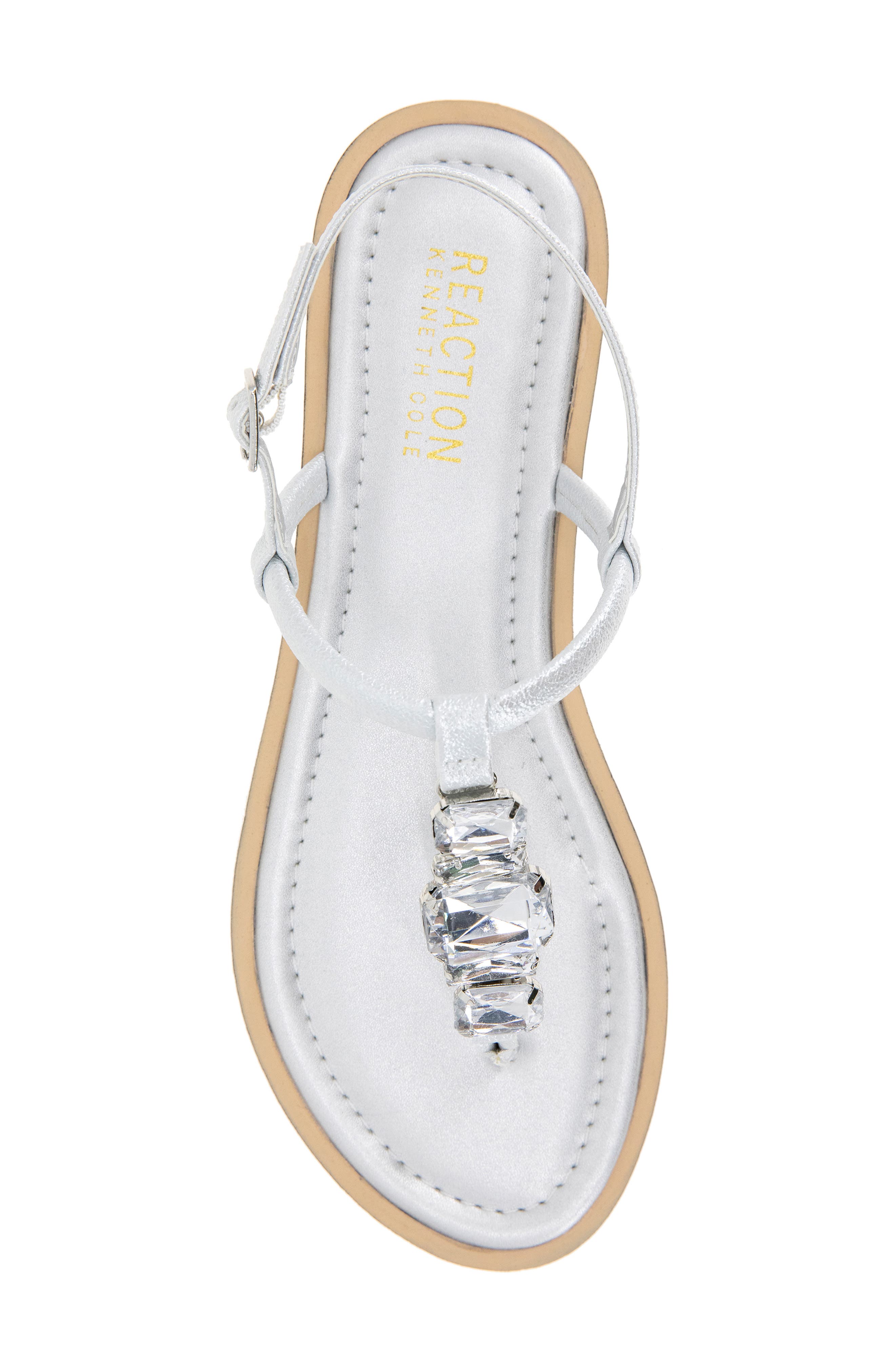 Reaction Kenneth Cole Sera T-Strap Sandal, Alternate, color, Silver Metallic