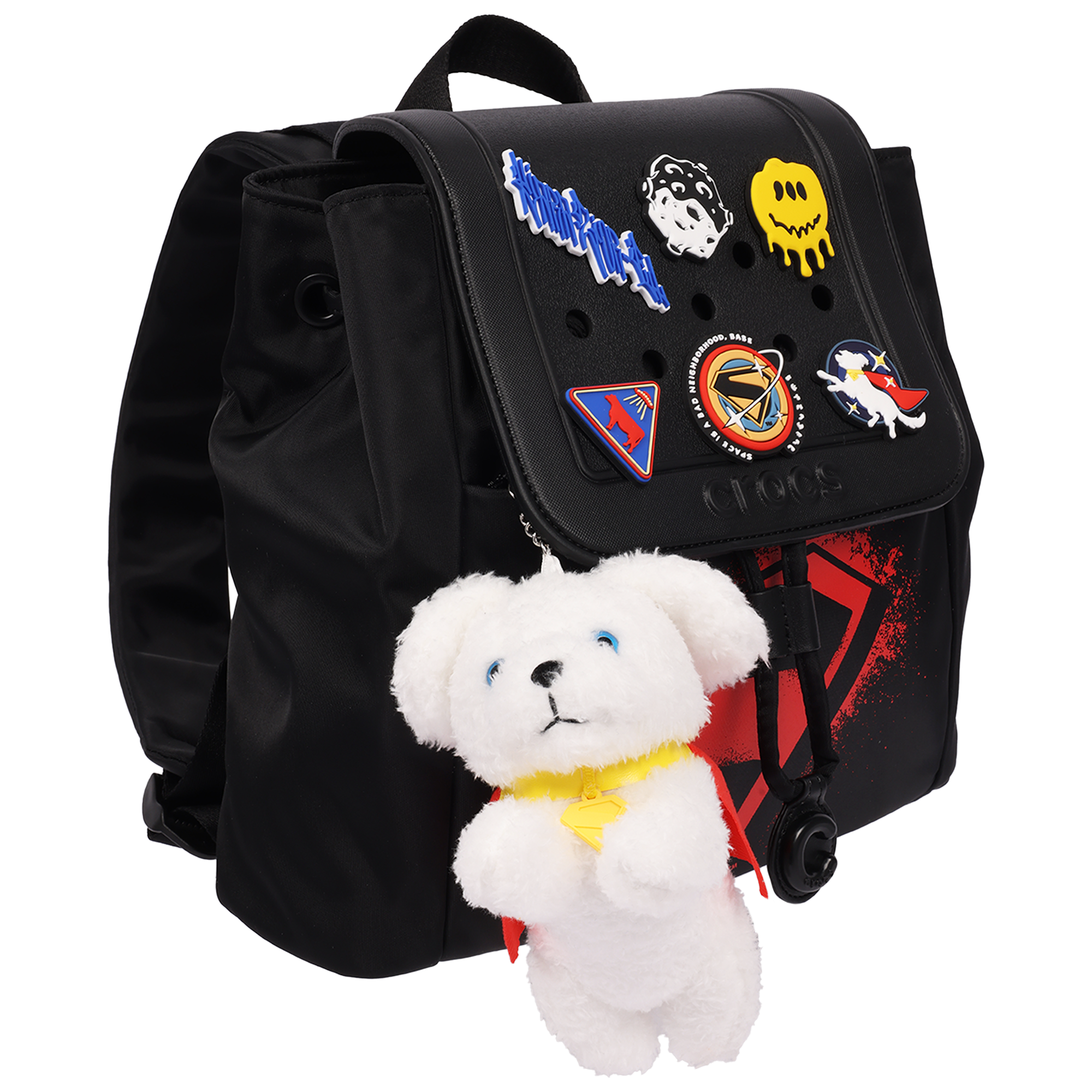 Mini Backpack with Krypto Plush Charm & Jibbitz, Alternate, color, BLACK