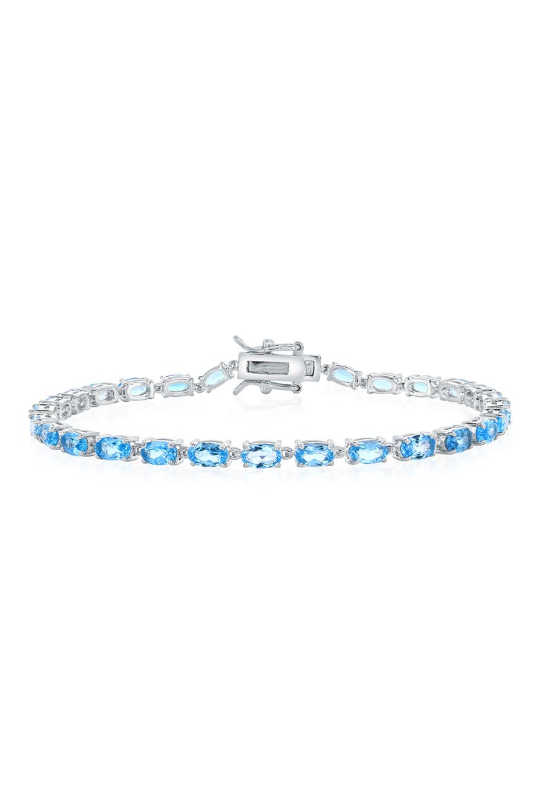 Sterling Silver Oval Blue Topaz Tennis Bracelet, Main, color, BLUE TOPAZ