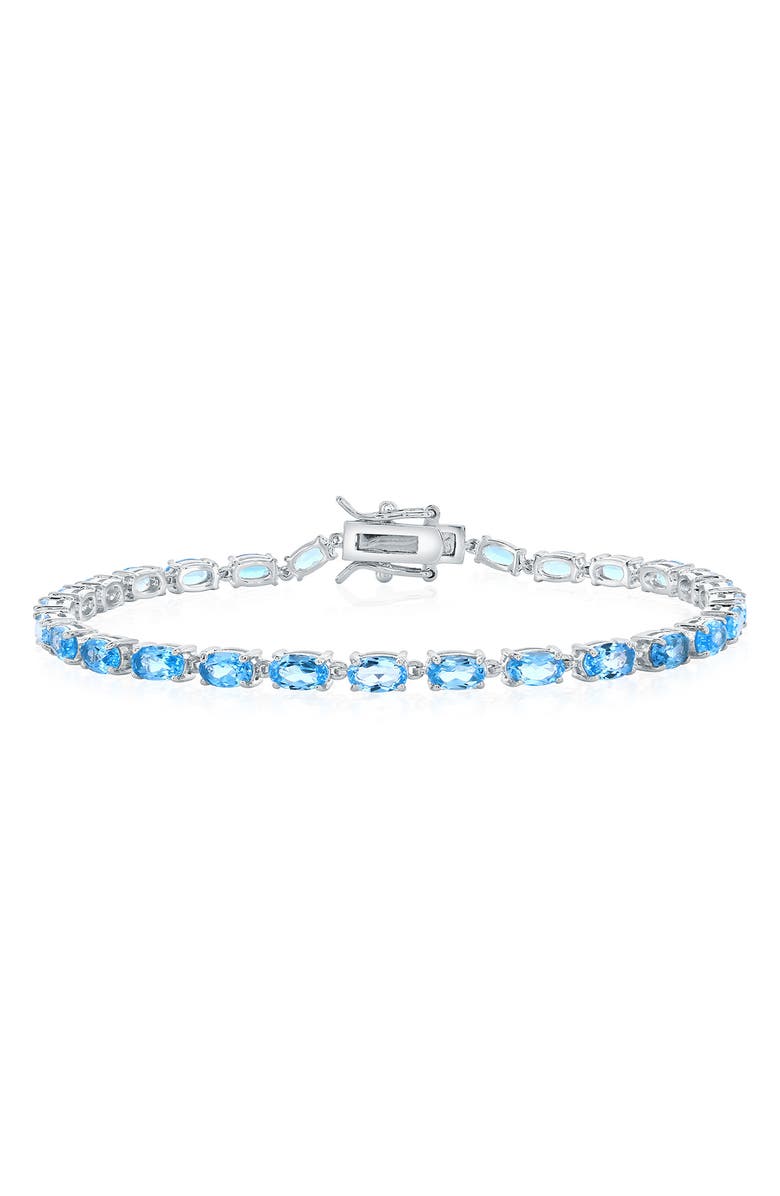 SIMONA Sterling Silver Oval Blue Topaz Tennis Bracelet, Main, color, 