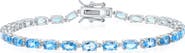 SIMONA Sterling Silver Oval Blue Topaz Tennis Bracelet