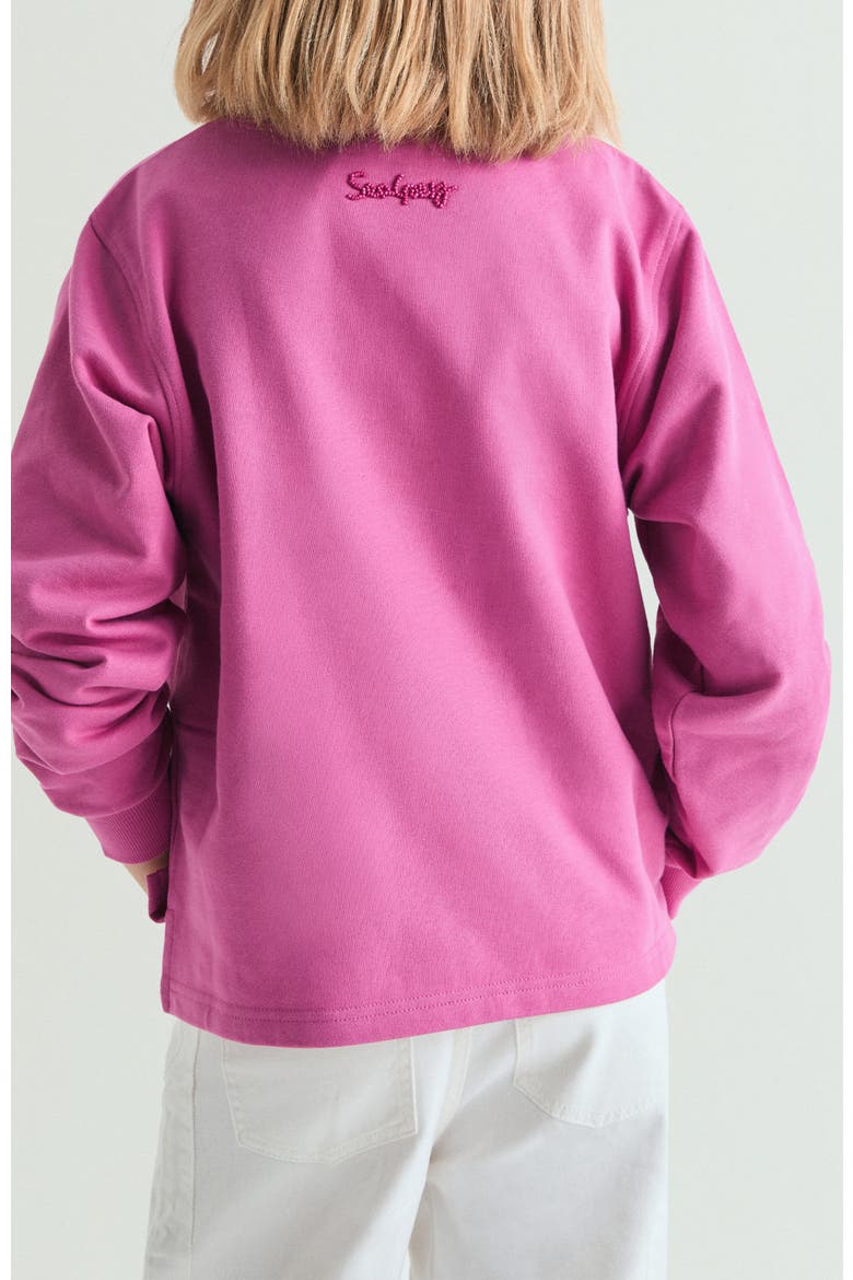 Girl's embroidered sweatshirt with contrast, Alternate, color, Pink