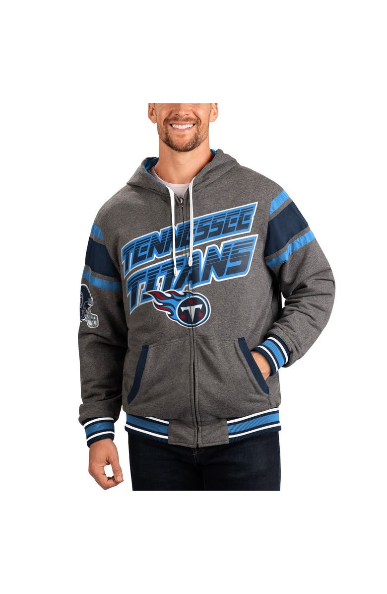 G-III SPORTS BY CARL BANKS Men's G-III Sports by Carl Banks Gray/Navy Tennessee Titans Extreme Full Back Reversible Hoodie Full-Zip Jacket, Main, color, Gray