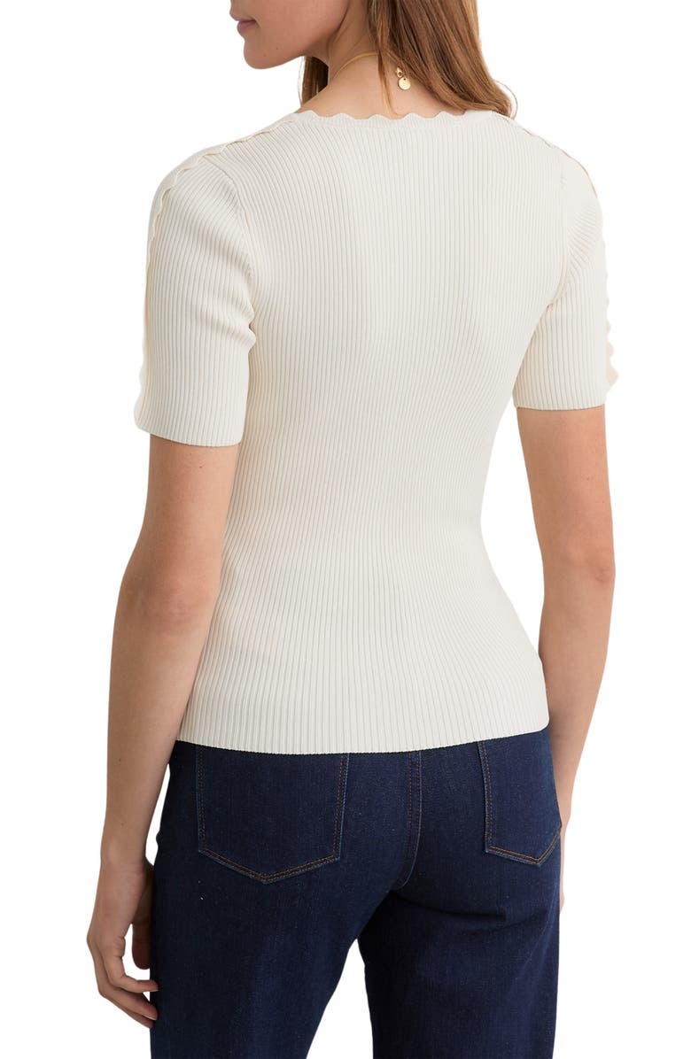 Reiss Marcy Scalloped Rib Knit Top, Alternate, color, Ivory