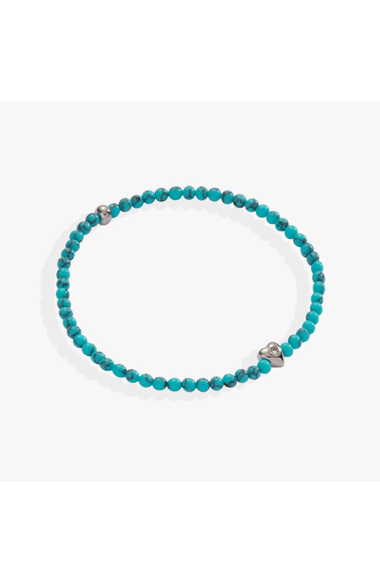 Alex and Ani Heart Turquoise Mini Stretch Bracelet, Main, color, Turquoise