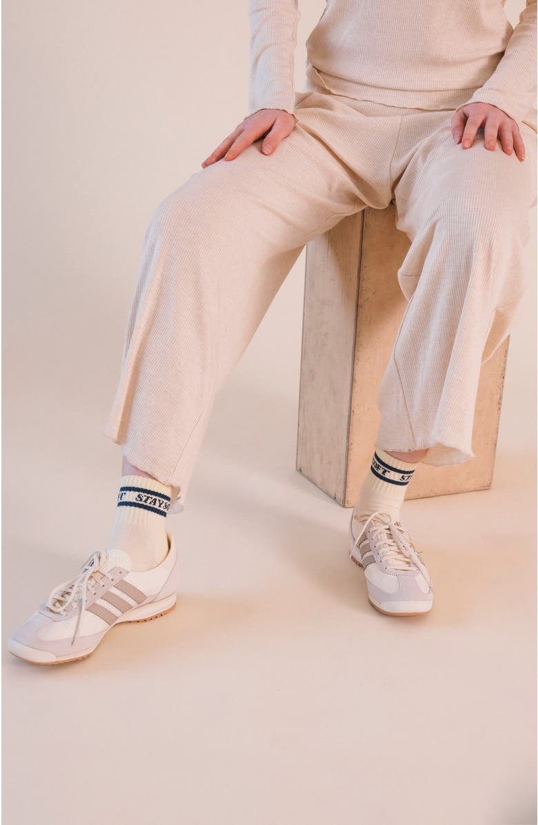 POPLINEN Stay Soft Organic Cotton Stripe Socks, Alternate, color, Navy