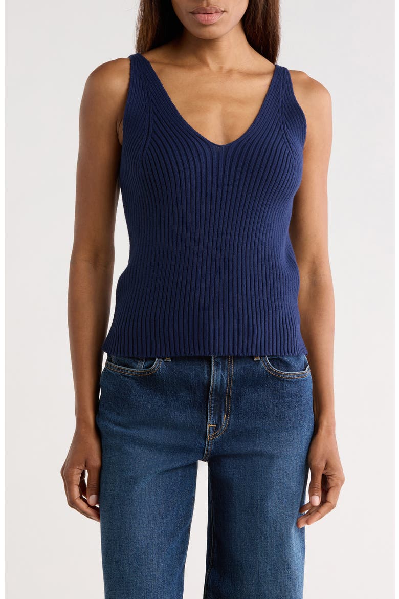Edith Cotton Sweater Tank, Main, color, BLEU MARINE