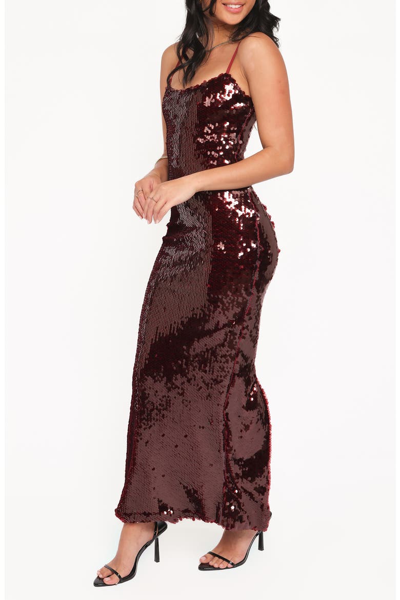 Orlena Sequin Maxi Dress, Alternate, color, BURGUNDY