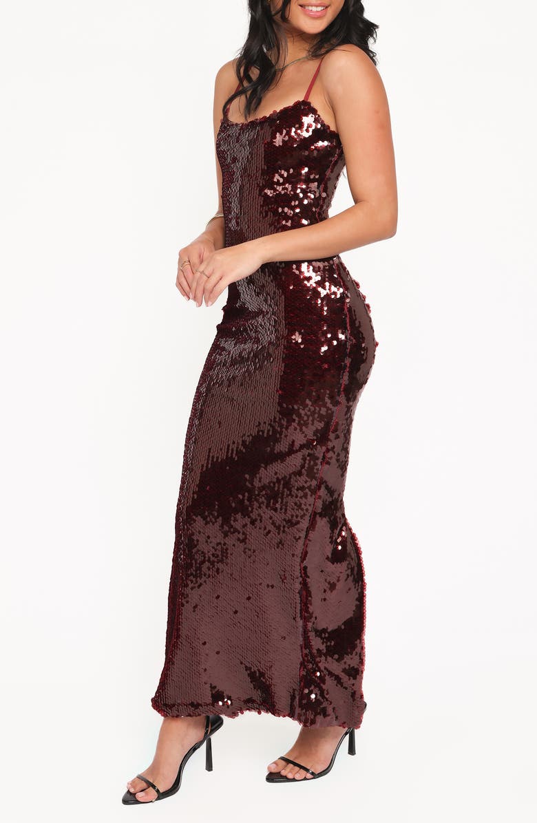 Petal & Pup Orlena Sequin Maxi Dress, Alternate, color, Burgundy