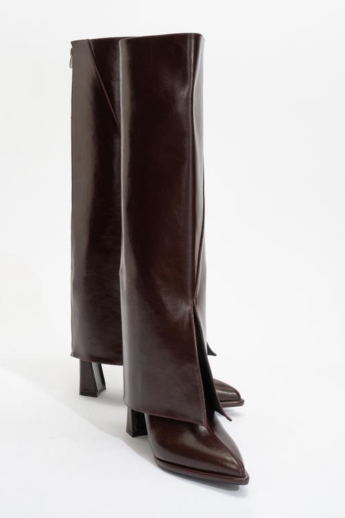 Prologue Shoes Aja Block Heel Convertible Knee High Boot In Brown