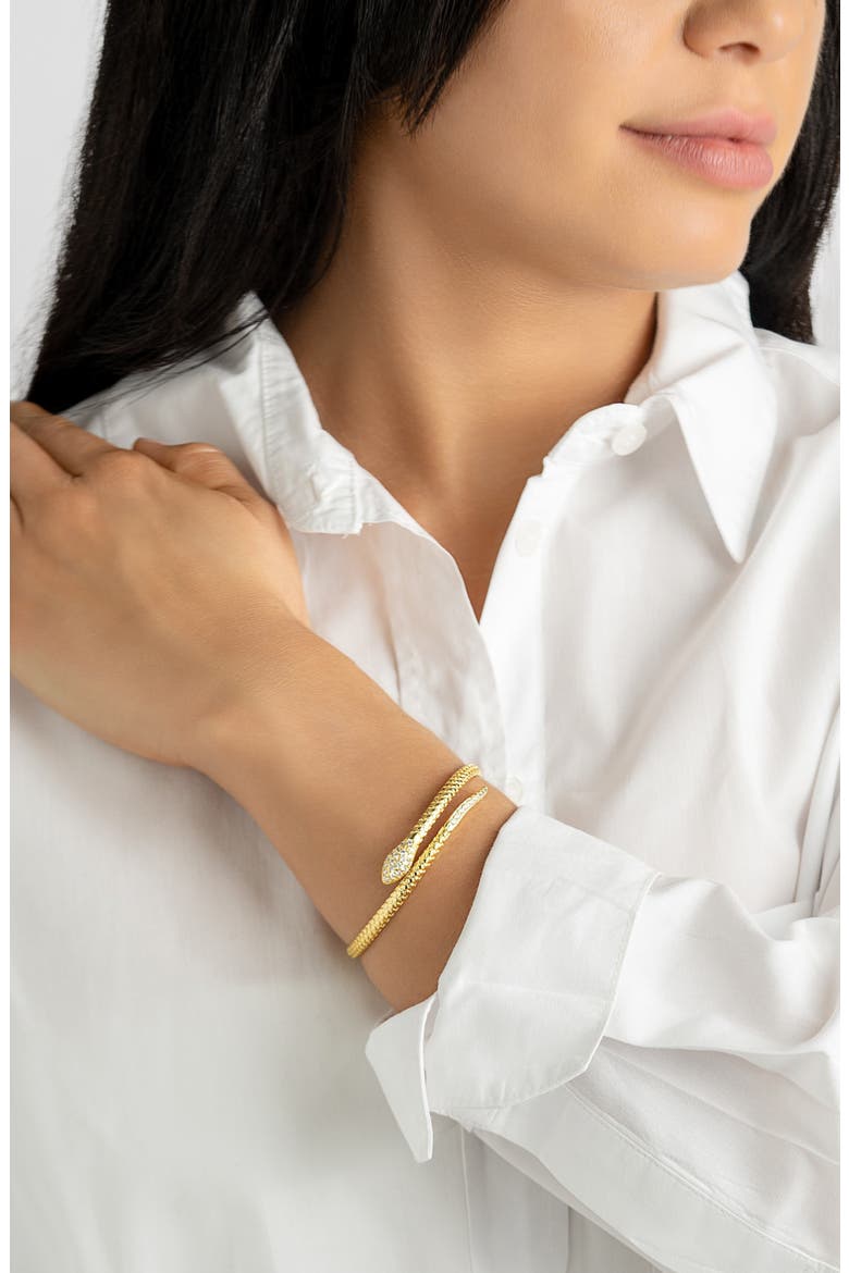 Crystal Snake Cuff Bracelet, Alternate, color, GOLD