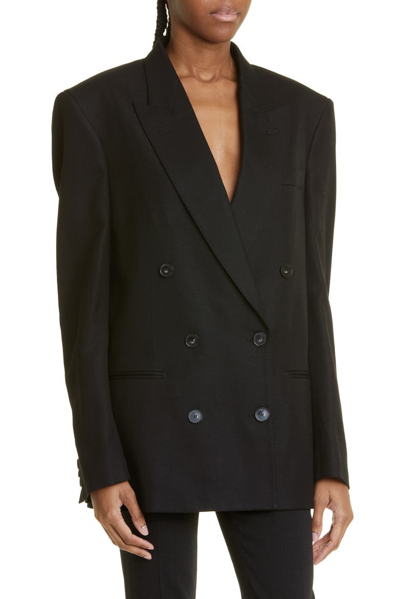 Oversize Double Breasted Jacket, Alternate, color, BLACK