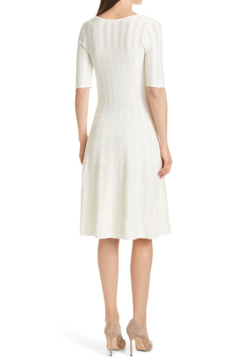 C Feli Pointelle Fit & Flare Sweater Dress, Alternate, color, SOFT CREAM