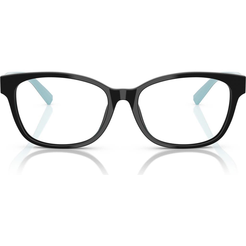 Tiffany & Co . 55mm Pillow Optical Glasses In Black/blue/demo Lens