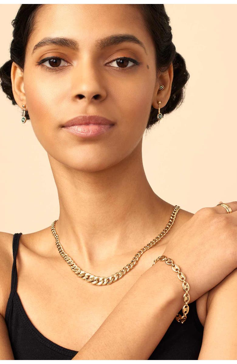 Oradina 14K Yellow Gold Carmine Curb Graduated Necklace, Alternate, color, Yellow Gold