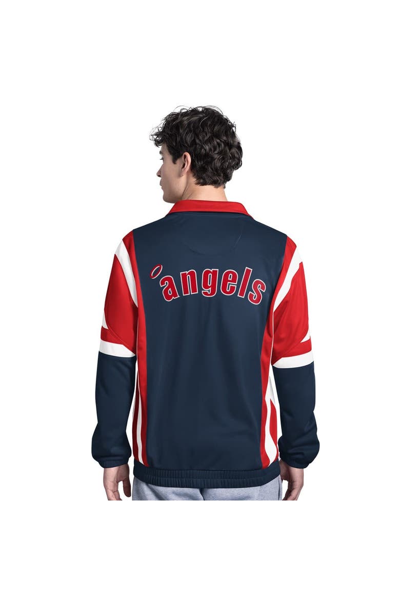 Men's Starter Navy/Red California Angels Contender Tricot Full-Zip Track Jacket, Alternate, color, Navy