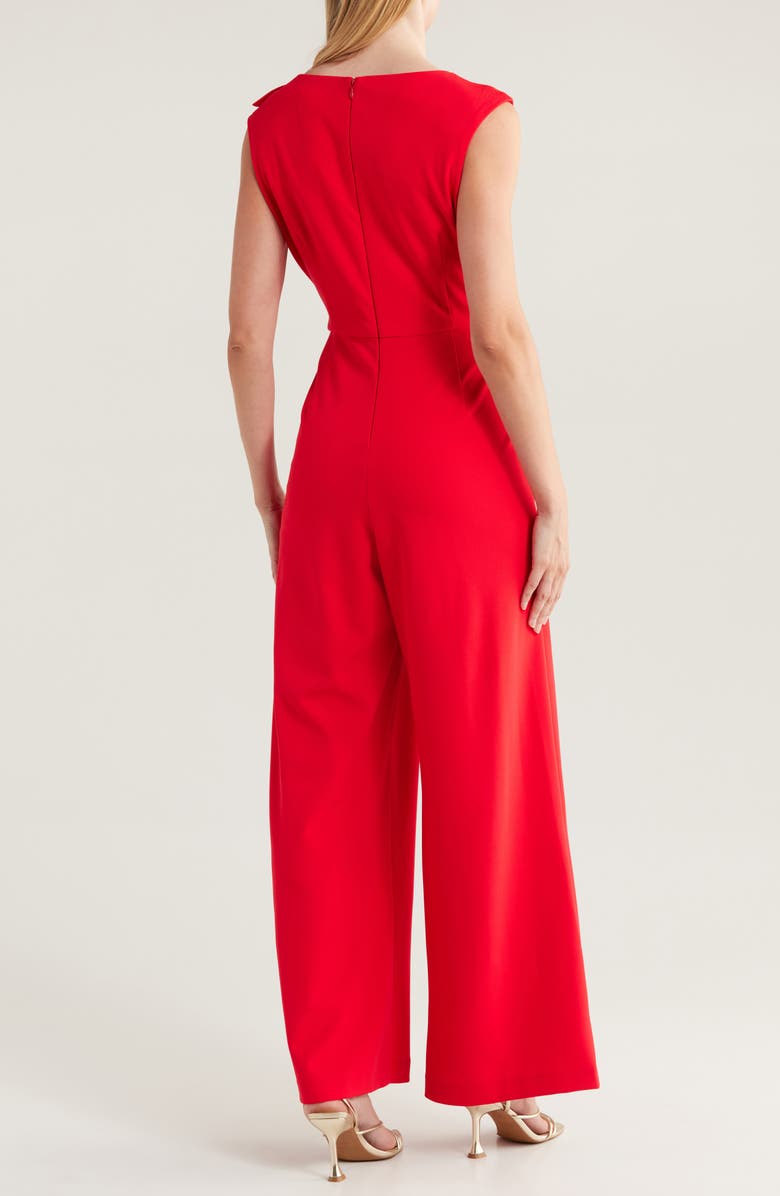 Julia Jordan Floral Appliqué Wide Leg Jumpsuit, Alternate, color, Red