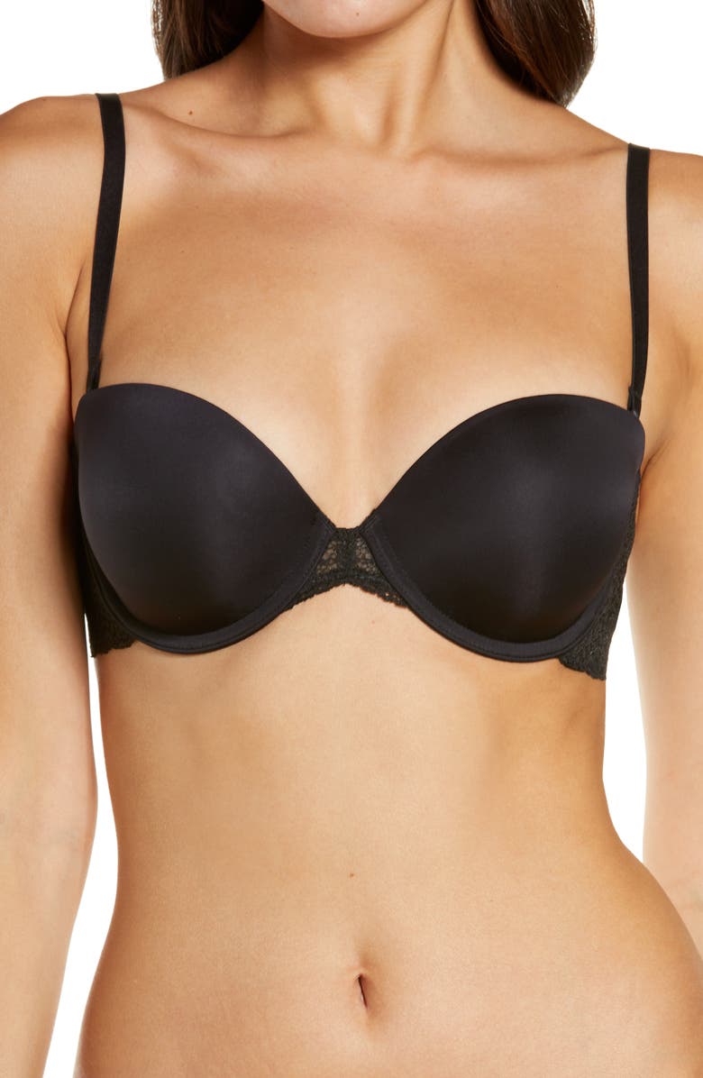 DKNY Modern Lace Convertible Strapless Underwire Bra, Alternate, color, Black