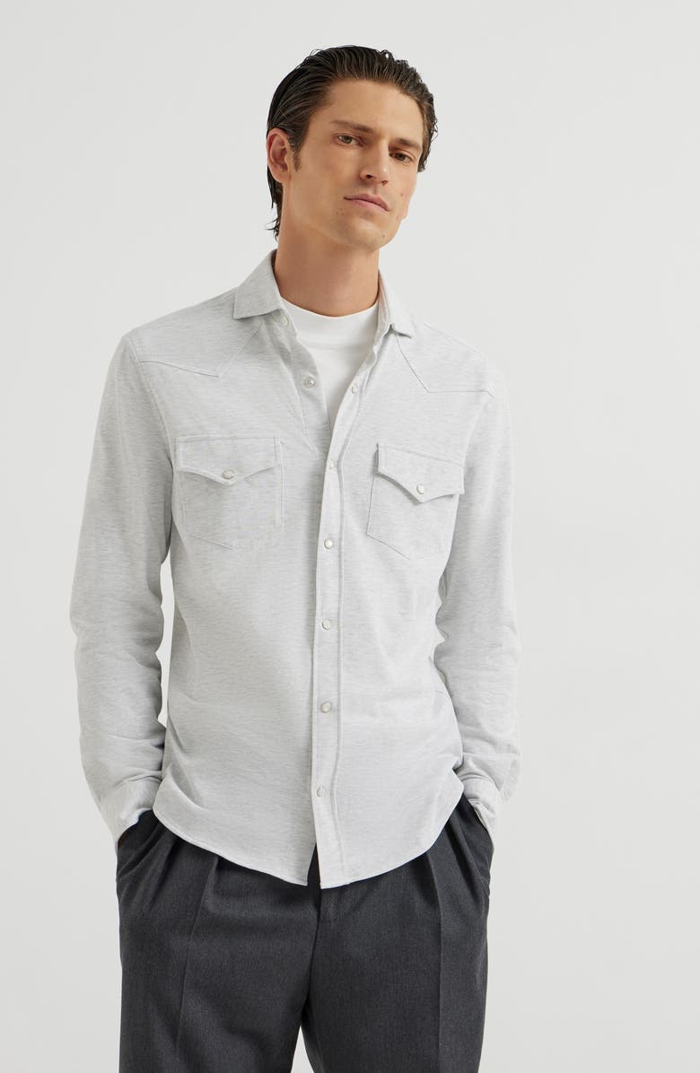 Brunello Cucinelli Piqué shirt, Alternate, color, Light Grey