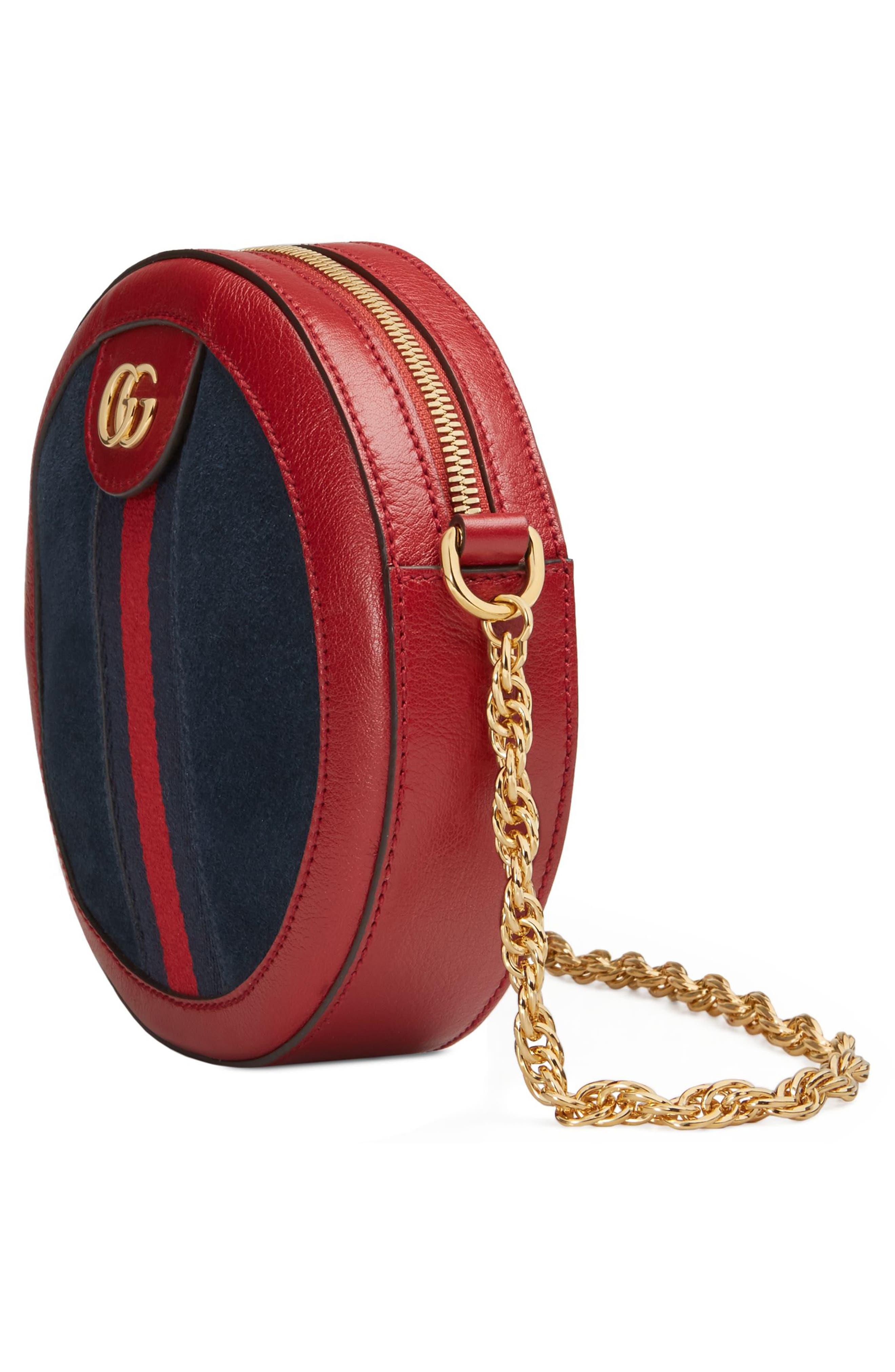 Gucci Ophidia Small Suede & Leather Circle Crossbody Bag, Alternate, color, 