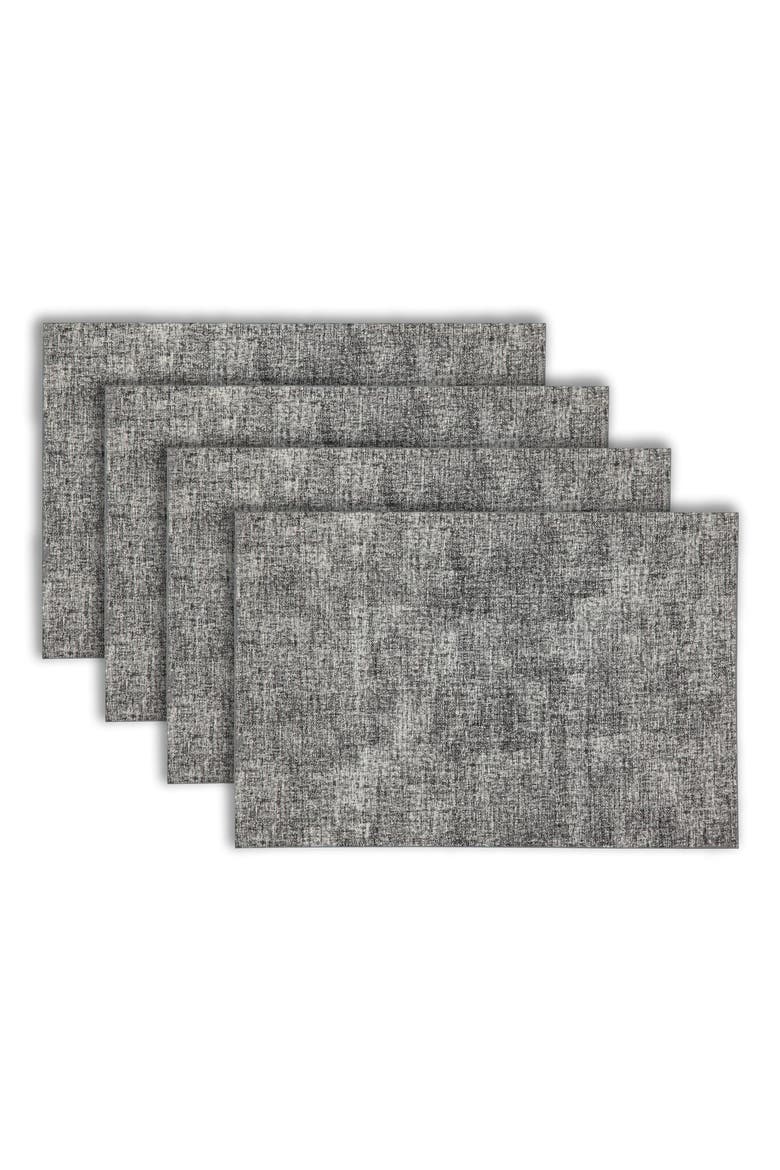 Faux Leather Reversible Set of 4 Placemats, Alternate, color, REVERSIBLE BLACK