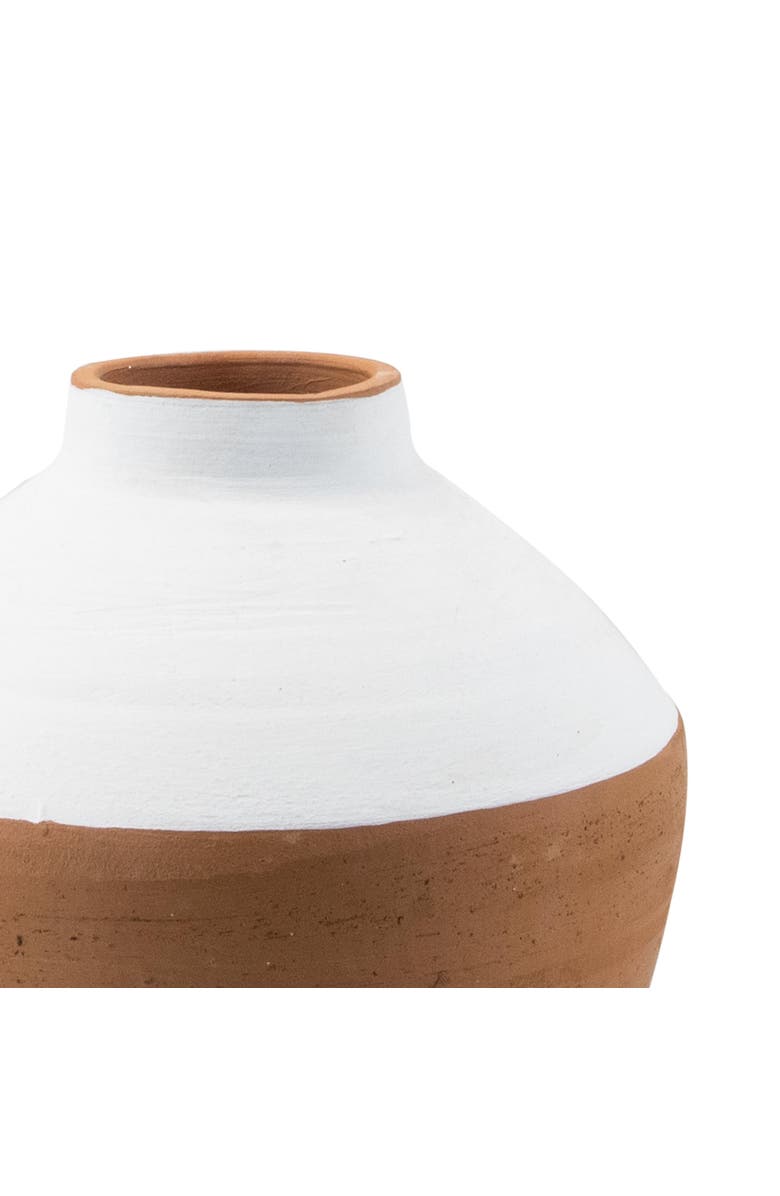 Foreside Home and Garden Wide White Painted Natural Terracotta Decorative Vase, Alternate, color, White