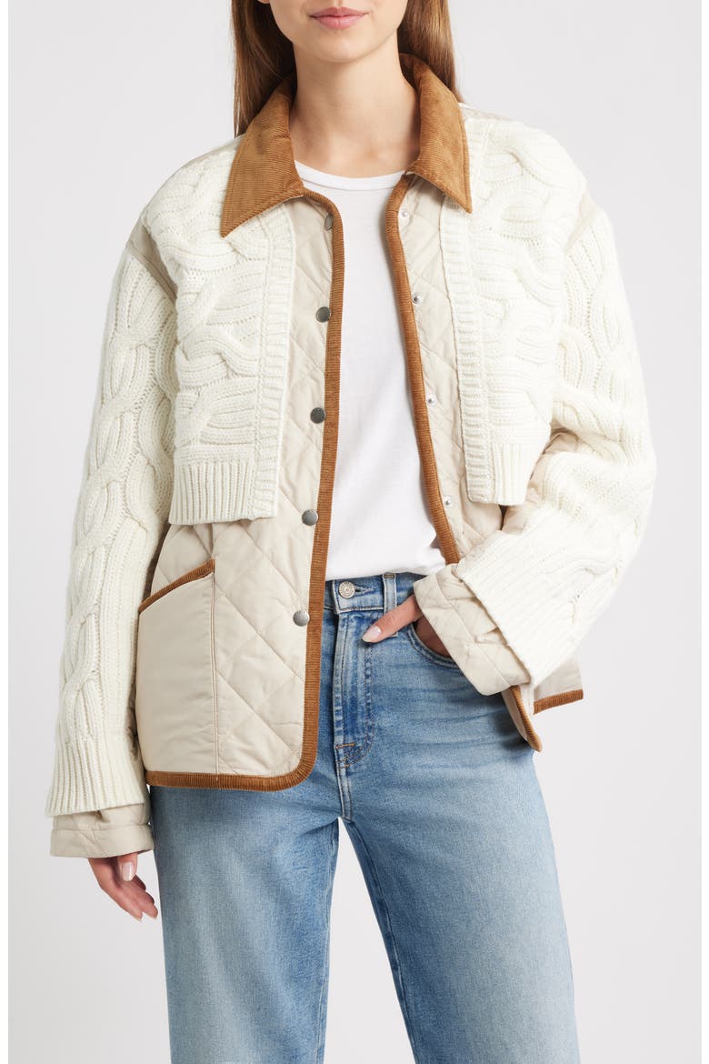 Ivy Mixed Media Jacket, Main, color, IVORY