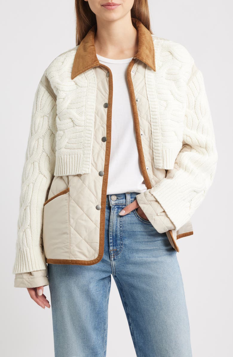 rag & bone Ivy Mixed Media Jacket, Main, color, Ivory