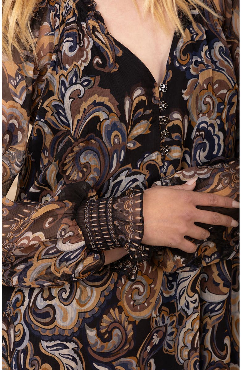 Hale Bob Nancy Silk Dress, Alternate, color, Black