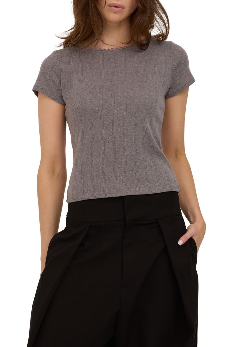 Arden Lace Trim T-Shirt, Main, color, HEATHER GREY