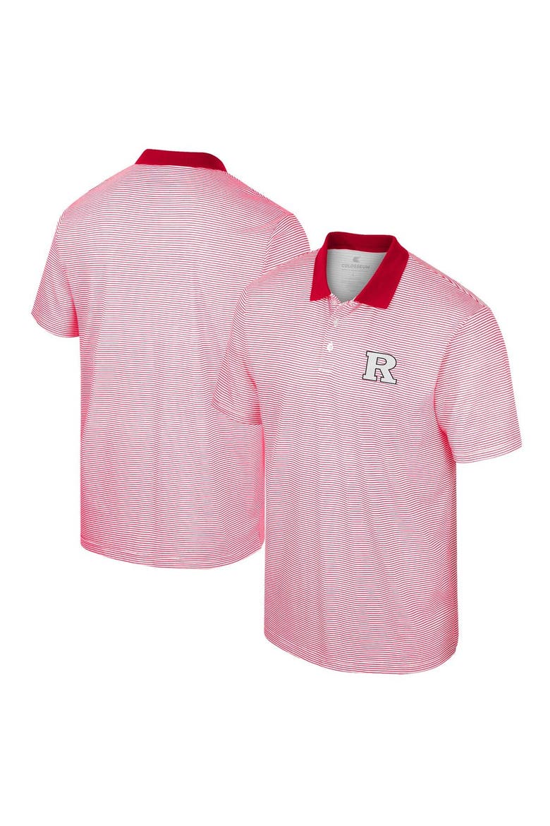 Men's Colosseum White/Scarlet Rutgers Scarlet Knights Print Stripe Polo, Alternate, color, White