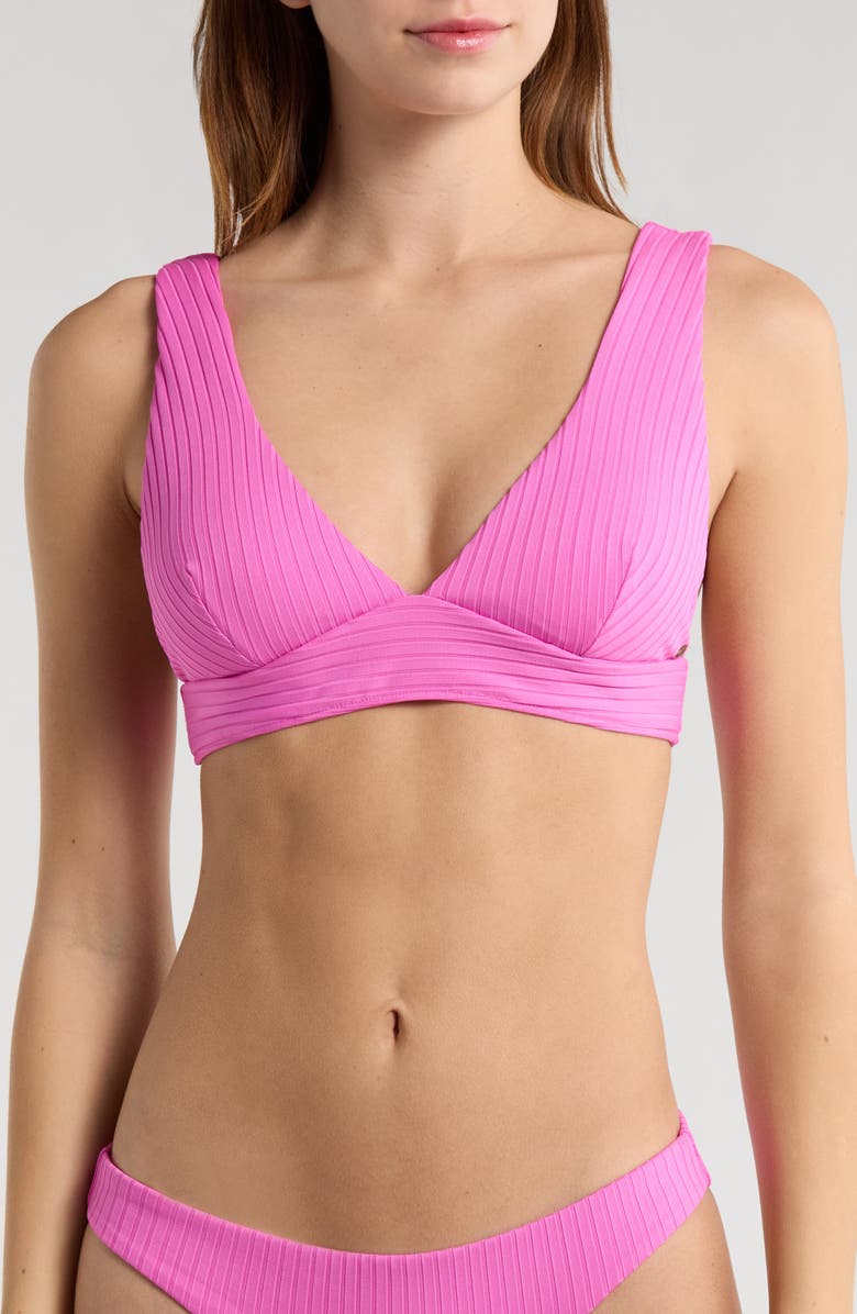 Rip Curl Premium Surf Rib Bikini Top, Main, color, Super Pink