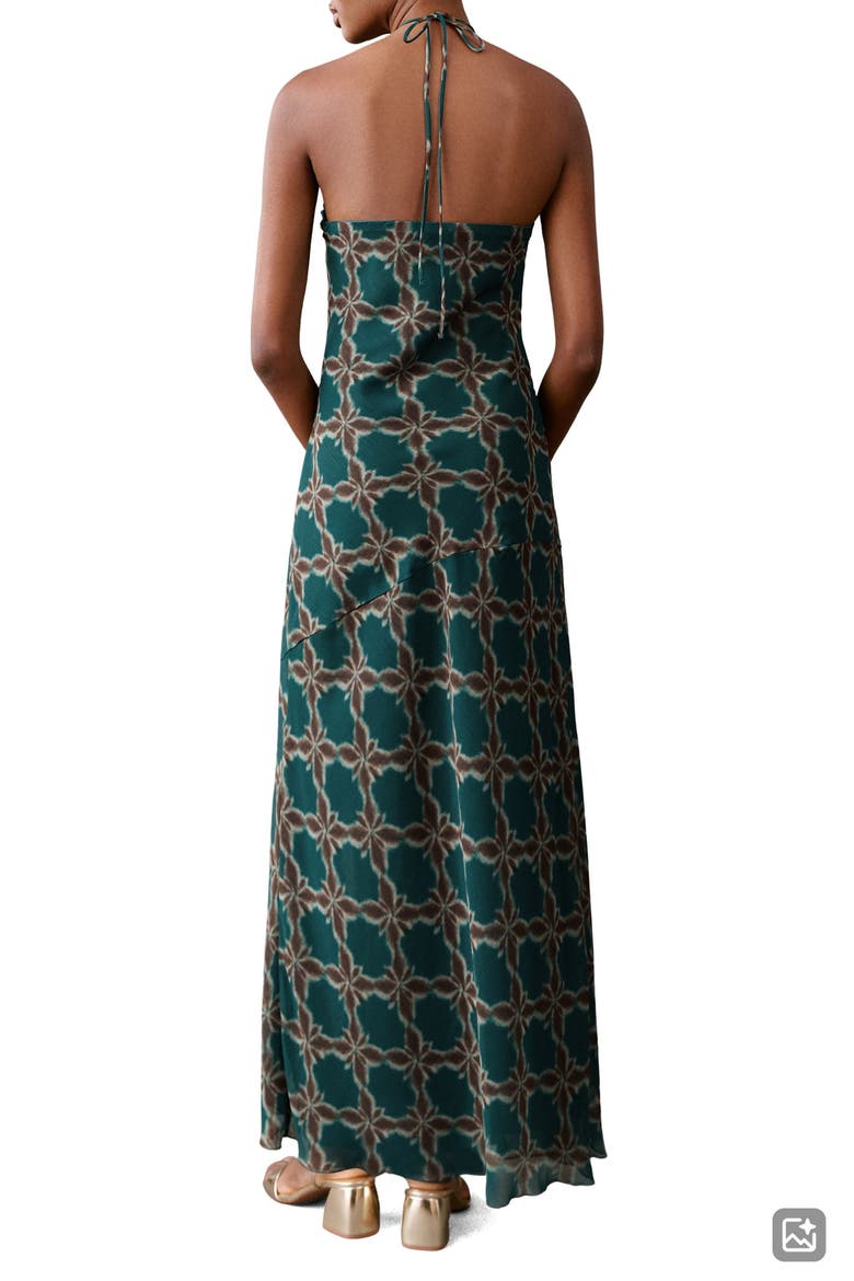 Floral Halter Maxi Dress, Alternate, color, PETROL BLUE