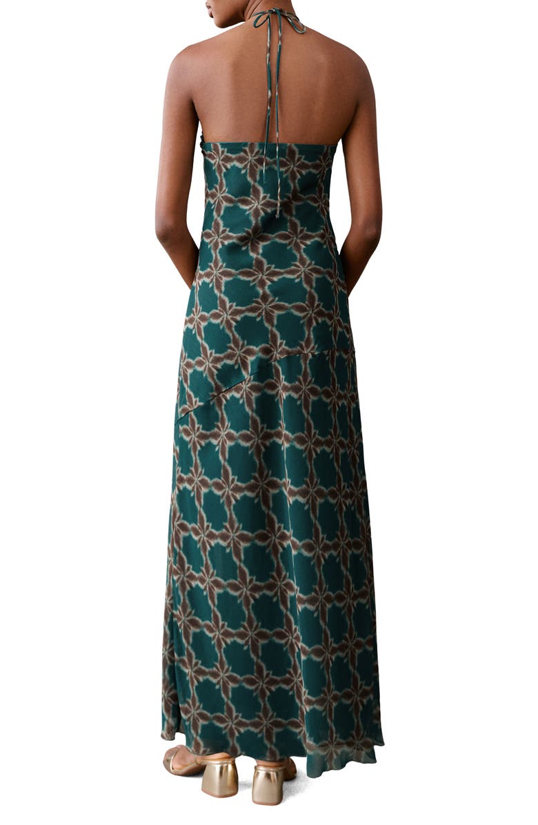 MANGO TEEN Floral Halter Maxi Dress, Alternate, color, Petrol Blue