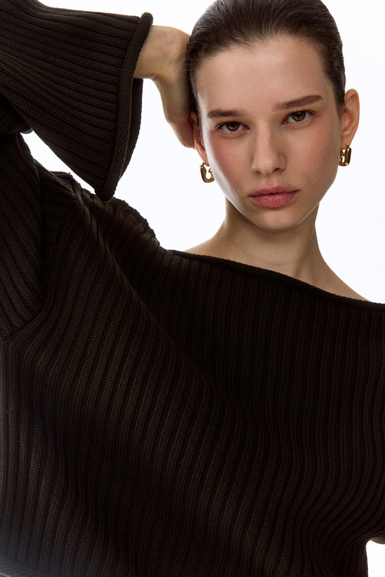 Rib-knit Boat-neck Jumper, Alternate, color, Dark green