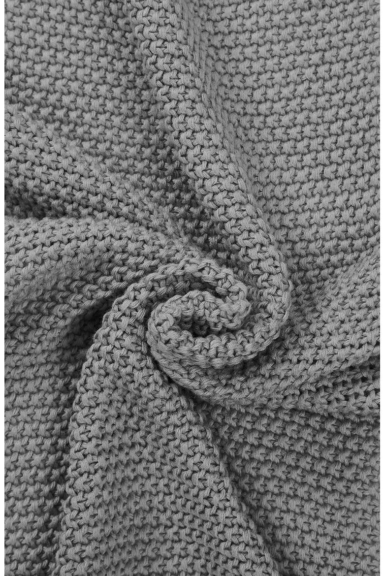 Pompom Trim Knit Throw, Alternate, color, STONE