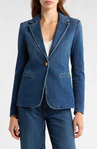 Alice + Olivia Macey Fitted Denim Blazer