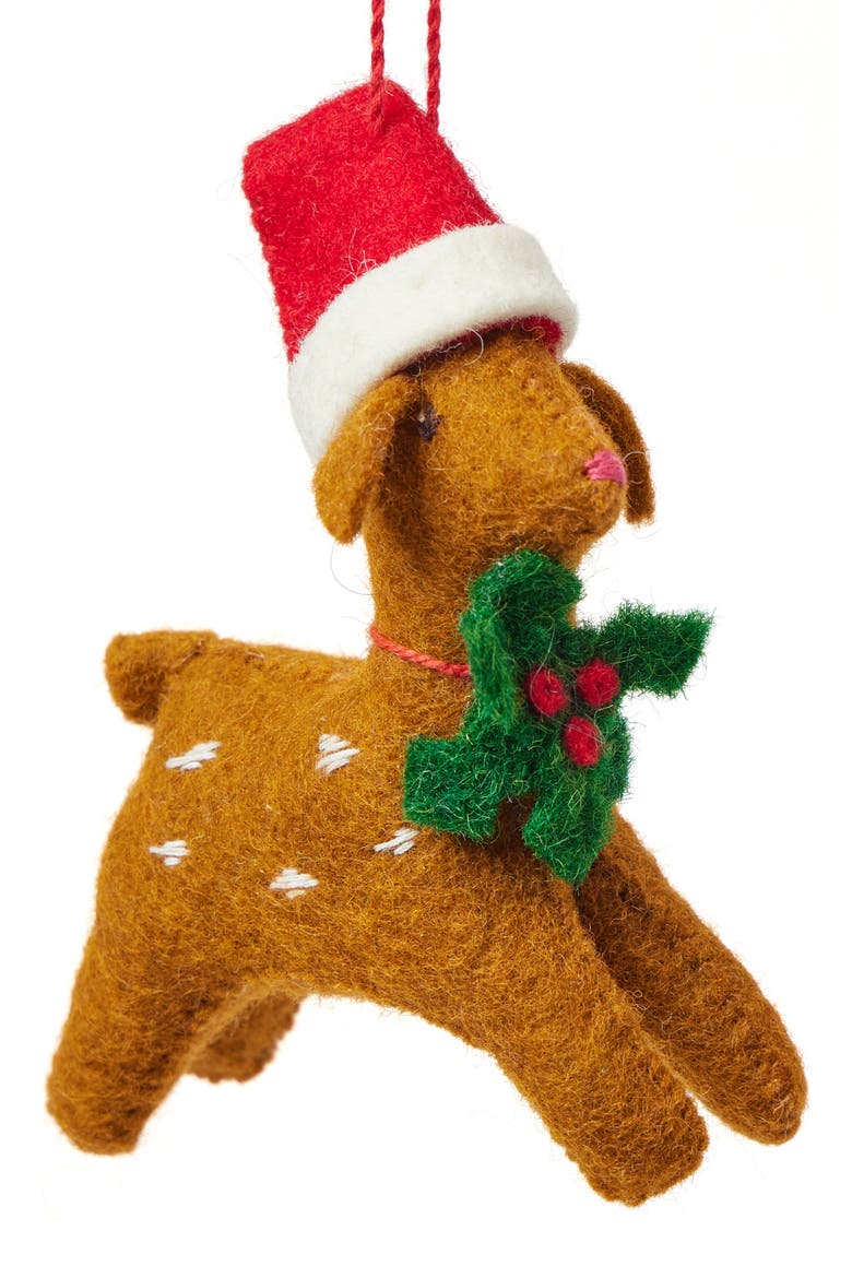 Santa Fawn Ornament, Main, color, BROWN