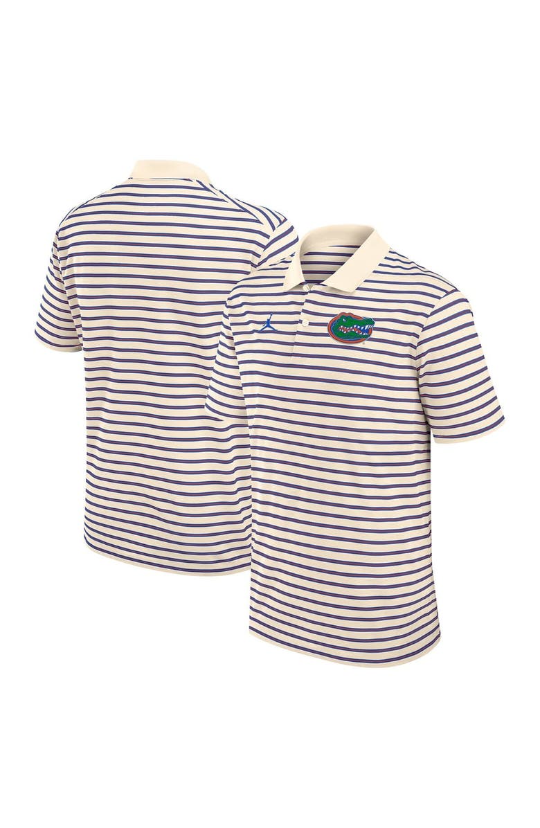 Jordan Brand Men's Jordan Brand Tan/Royal Florida Gators Primary Logo Striped Dri-FIT Polo, Main, color, Tan