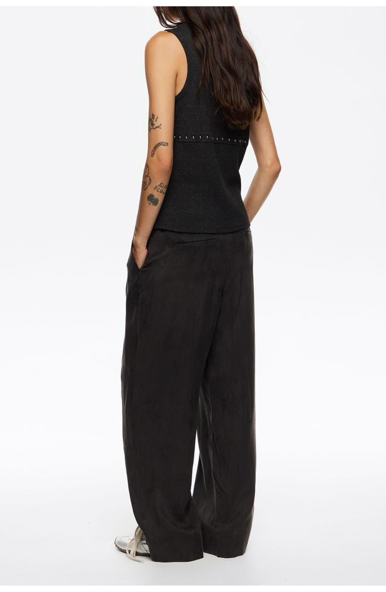 Bimba y Lola Washed Black Fluid Darted Trousers, Alternate, color, Washed Black