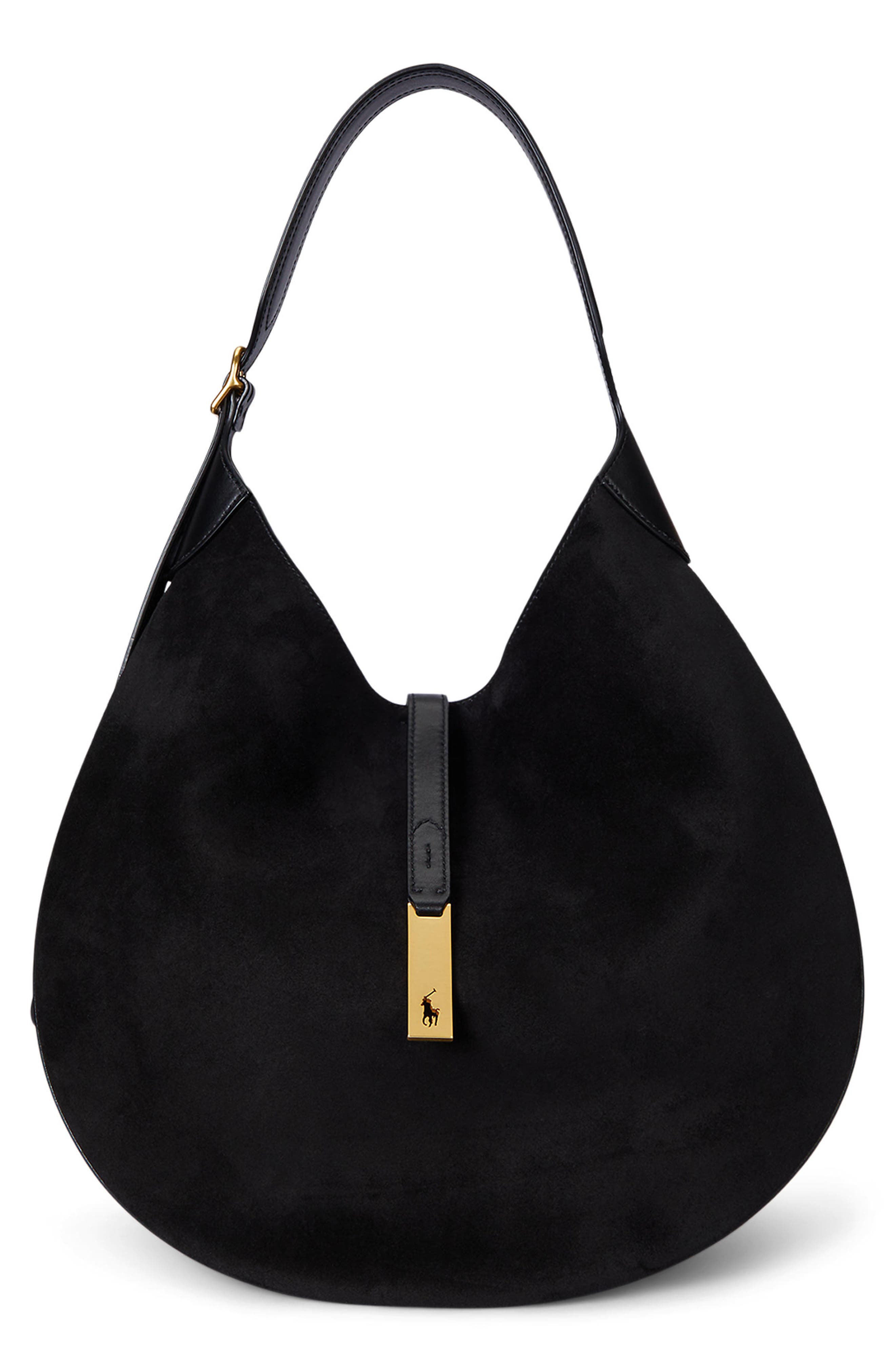 Large Polo ID Shoulder Bag, Main, color, BLACK/ G L