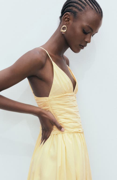 Mango Short Balloon-effect Dress Pastel Yellow