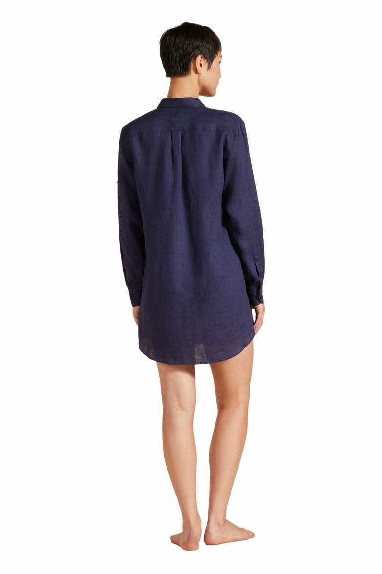 Women's Solid Linen Shirt Dress, Alternate, color, BLEU MARINE