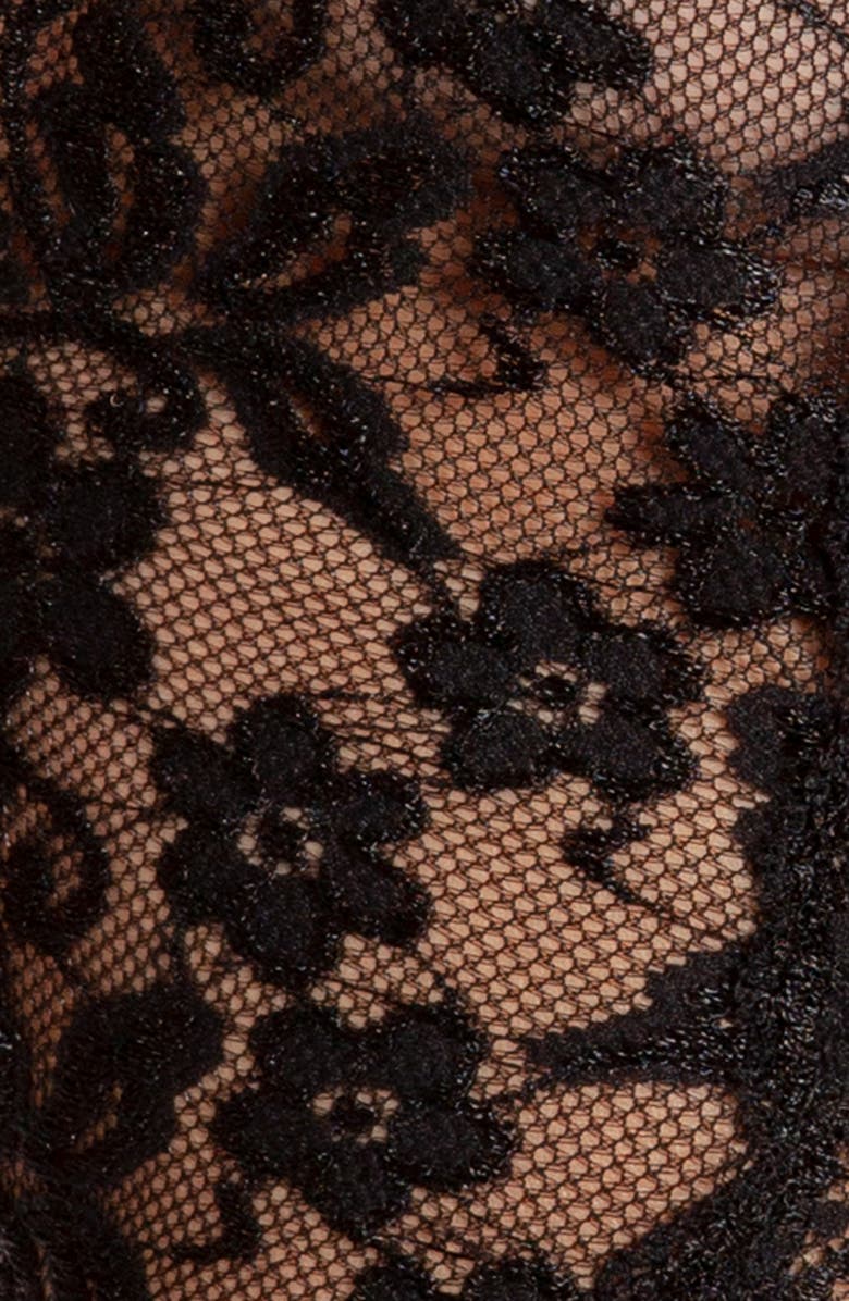 In Bloom by Jonquil Plunge Neck Lace Thong Teddy, Alternate, color, Black