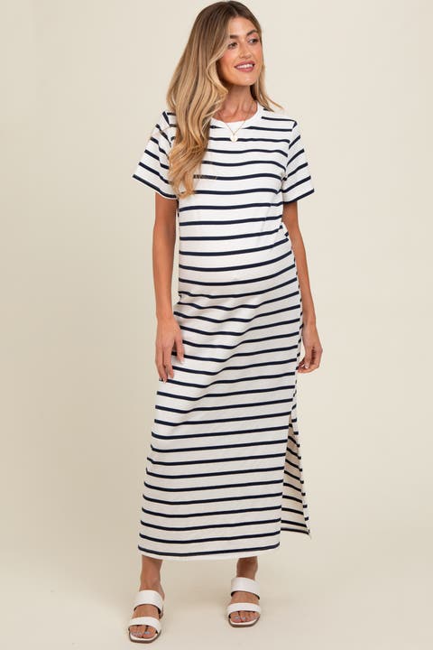 Striped Side Slit Maxi Dress