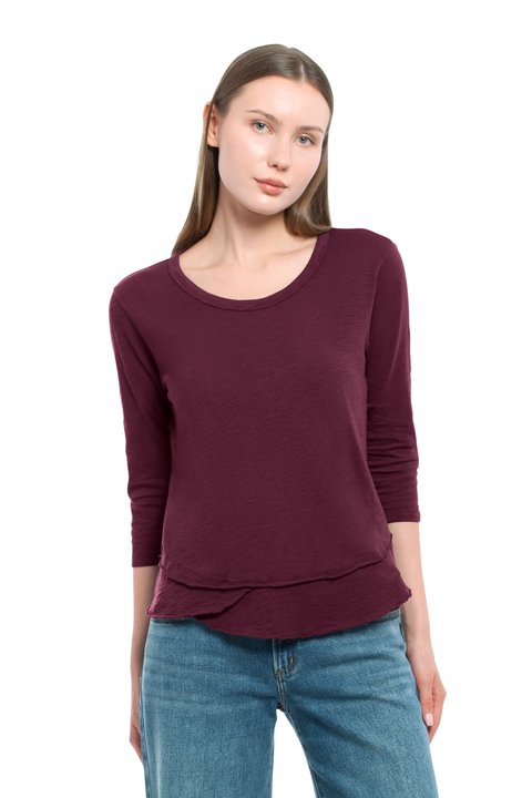 Shrunken Crew 3/4 Sleeve Mock Layer Tee