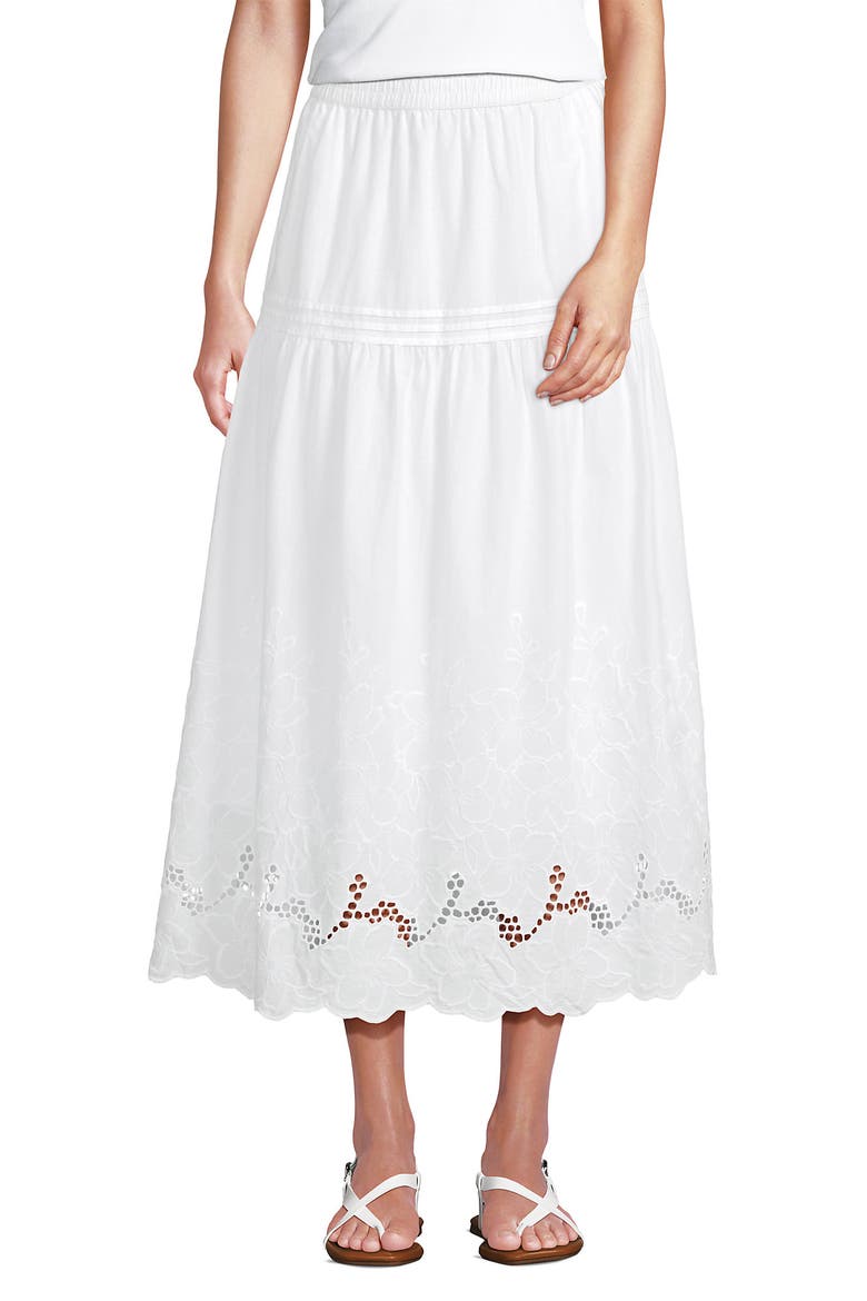 Voile Eyelet Maxi Skirt, Alternate, color, White