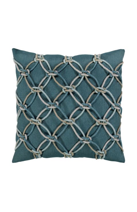 Rope Hand Knotted Macrame Indoor & Outdoor Woven Accent Pillow